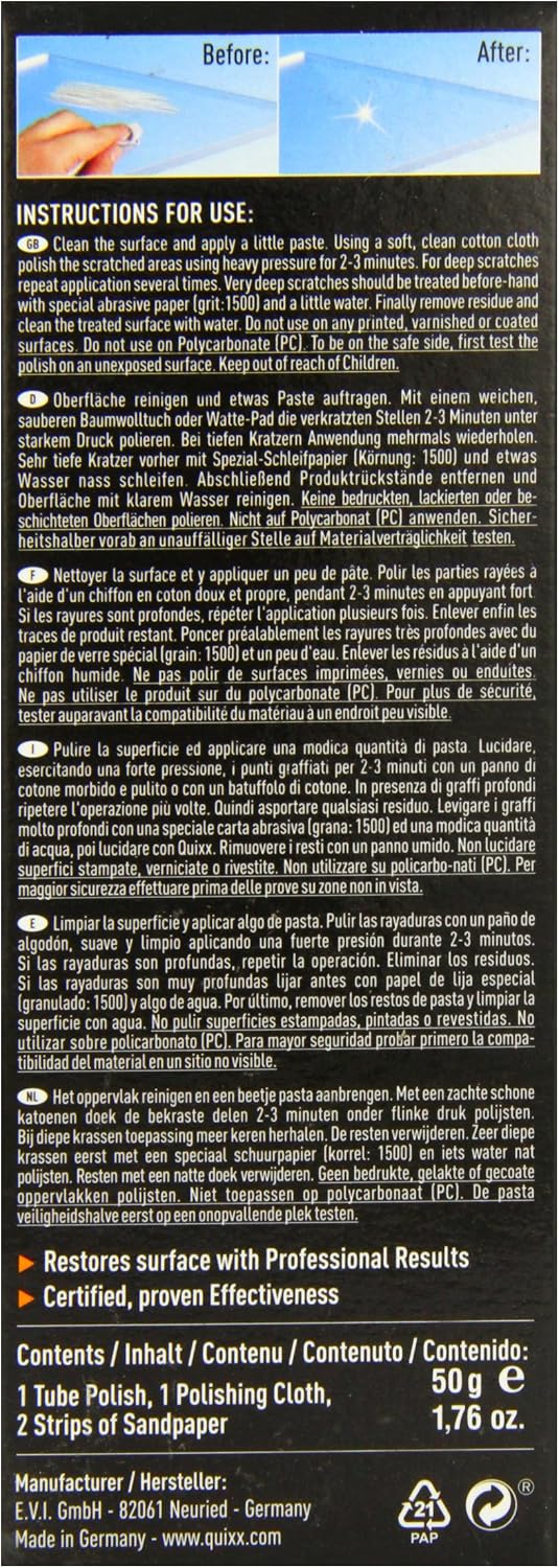SUMEX QUIXX20 Plastic Polish - Scratch Remover for Plastic Xerapol - Image 4