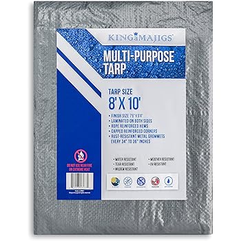 thumbnail image 2 of Fabric Tape Small Tarps 6x8 Tarps Heavy Duty Waterproof 10x12 Raindeway Tarps Multipurpose Waterproof Poly Tarp Cover With Metal Grommets And Reinforced Edges Silver Blue Tarp 5 5 Mil Thick Small Tarps 2 of 9