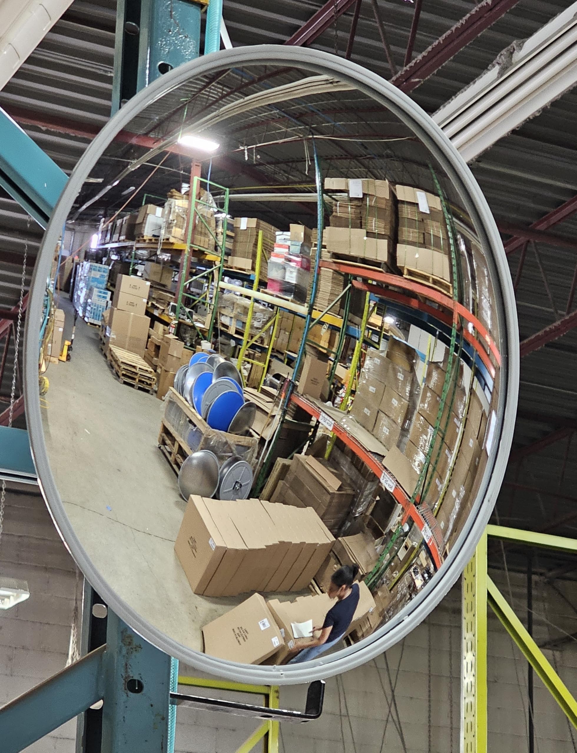 Photo 1 of 36” Acrylic Outdoor Convex Mirror With Plastic Back, Round Security Mirror for the Garage Blind Spot, Store Safety, Warehouse Side View, Circular Wall Mirror for Personal/Office Use -Vision Metalizers