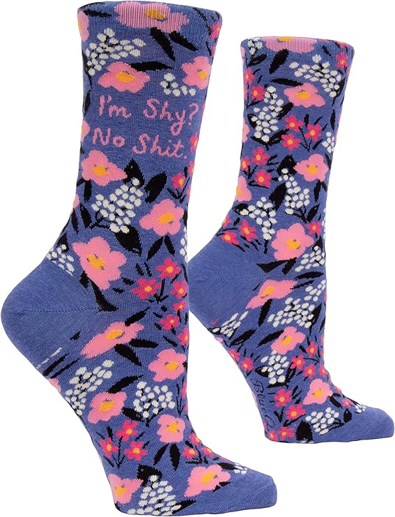 Blue Q Women's Funny Crew Socks. I'm Shy? No Shit. (fit