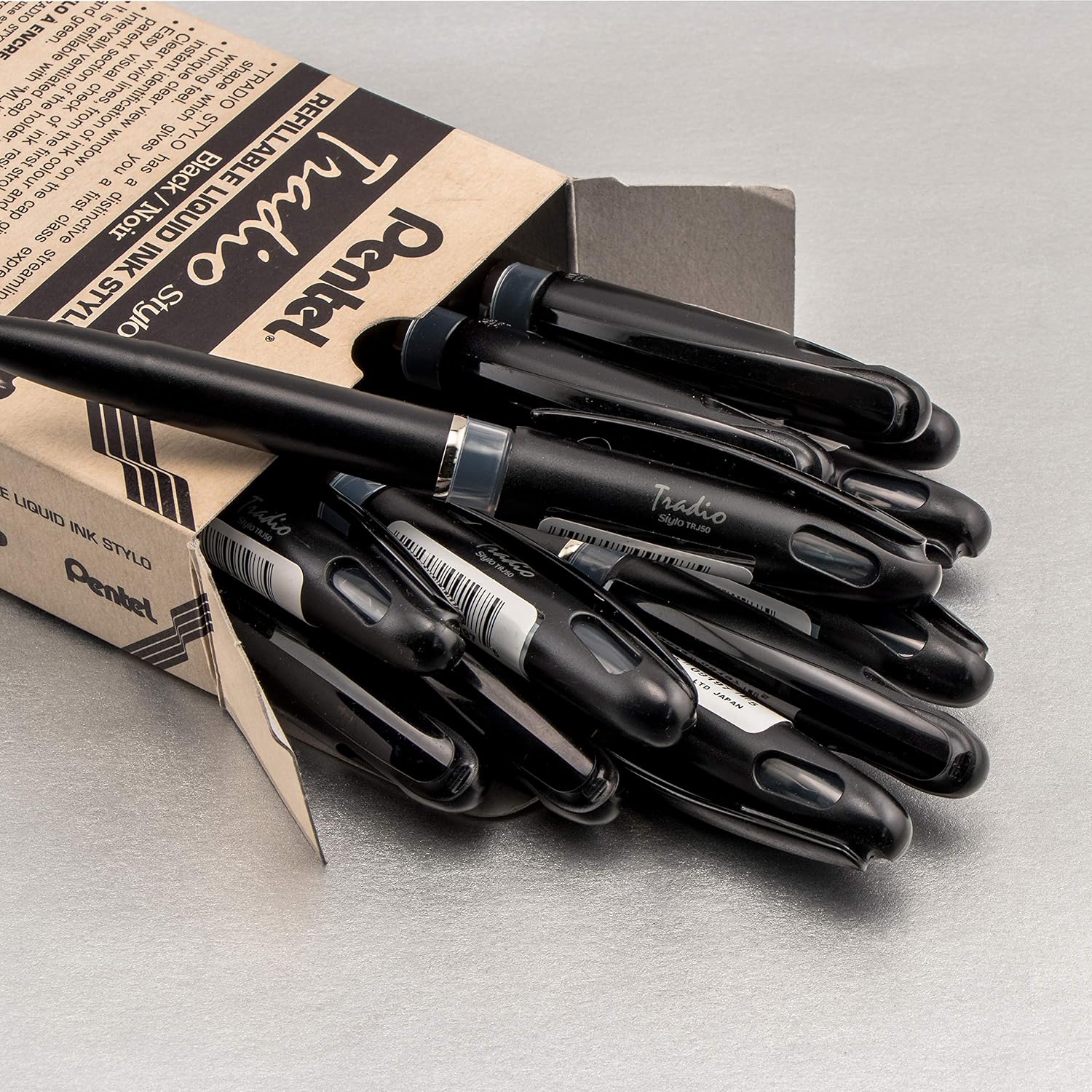 Pentel Tradio Fountain Refillable Black Ink Pen - Black Barrel (Pack of 12), 1 count (Pack of 12) - Image 3