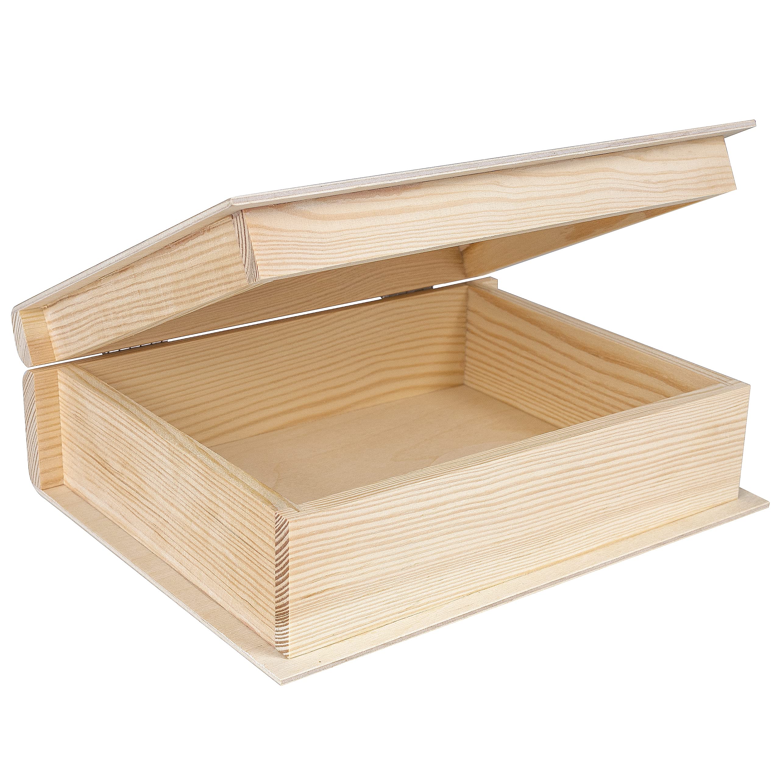 Creative Deco Wooden Storage Box Book Cover | 24 x 19 x 7.5 cm | Plain, Unpainted & Unfinished Bookcase | Home Storage Keepsake Trinket Treasure Chest | Easter Bookworm Craft Decoupage