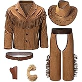 KAIPUTE Cowboy Costume Kids Jacket for Boys Girls Western Role Play Halloween Party Cosplay 3-12 Years
