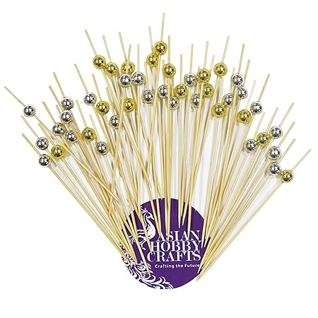 Asian Hobby Crafts Barbecue Skewers Cocktail Sticks Fancy Toothpicks : Pack of 45 : 6 inches