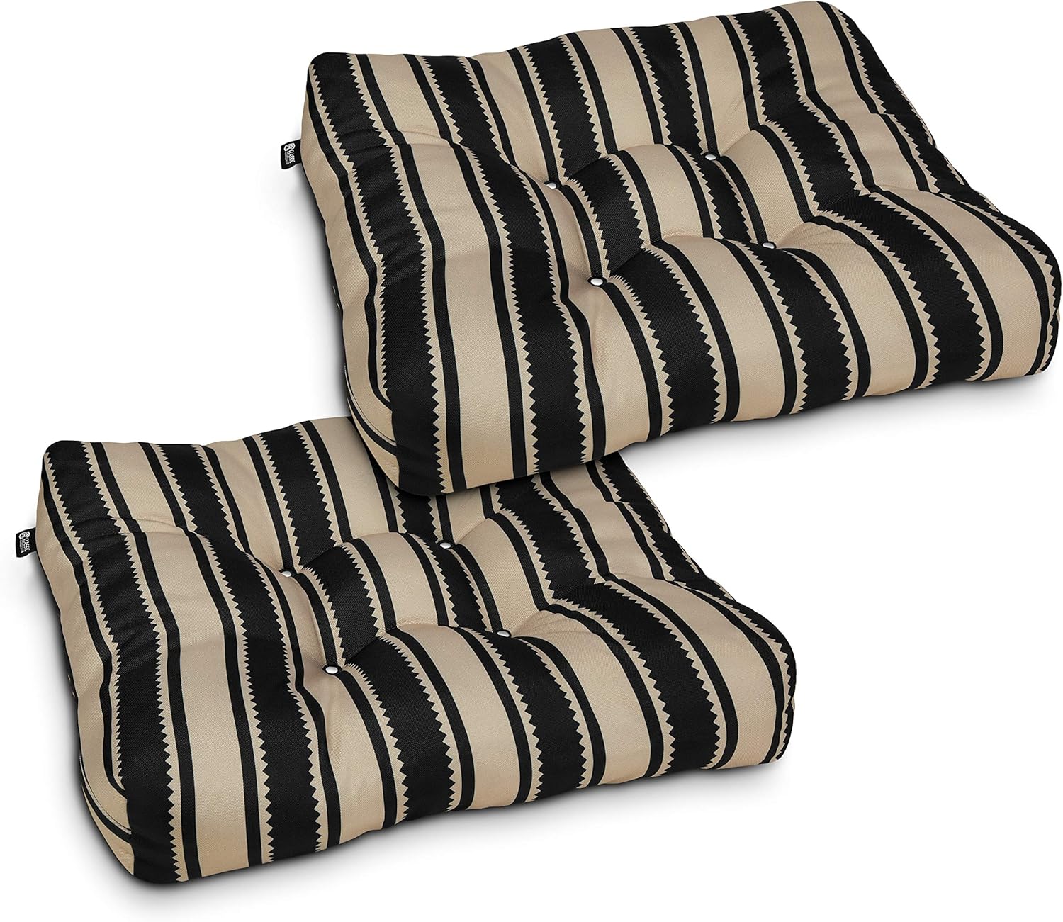 Classic Accessories Water-Resistant Square Patio Seat Cushions, 19 x 19 x 5 Inch, 2 Pack, Black Sedona Stripe : Garden & Outdoor
