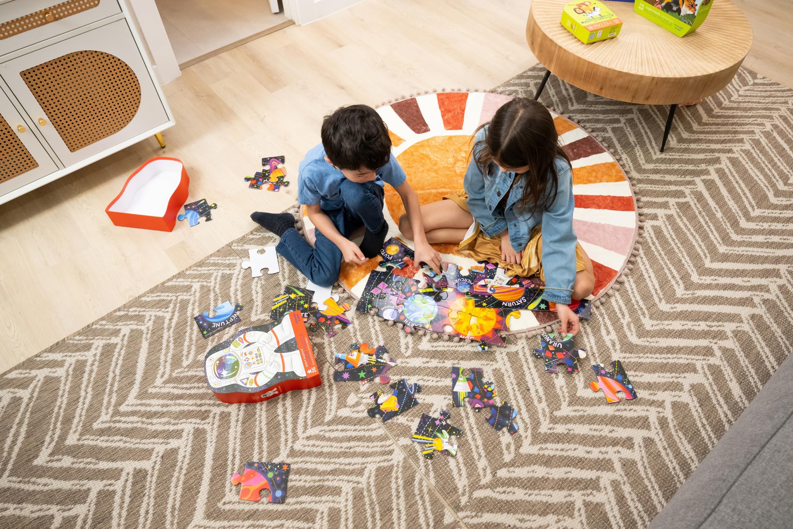 Crocodile Creek 36-Piece Jigsaw Floor Puzzle - Fun Floor Puzzles for Kids Ages 3-5 - Heavy-Duty Shaped Box for Storage - Vehicles - 24