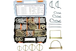 PINAILER 232PCS of Trailer Hitch Pins, Lynch Pins, Trailer Pins, Hair Pins, PTO Pins, R Clip Cotter Pins for Heavy Duty Trailers Accessories Tractor Attachments, Lawn Mowers, Snow Plows, Farm Equipment