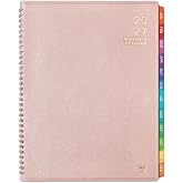 2027 Monthly Planner - 9'' x 11'' Monthly Planner 2027, JAN. - DEC. 2027 | 12-Months 2027 Monthly Calendar Spiral Bound with Soft Leather Cover, 15 Note Pages, Tabs, Inner Pocket