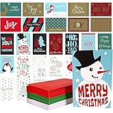 Kangaroo Bulk Christmas Cards - 108 Pack of Assorted Merry Christmas Cards with Envelopes - Red, Green and White Blank Envelopes Boxed - Holiday Greeting Card Set Variety Pack with Box for Xmas