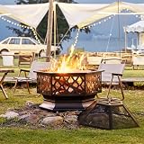 Yaheetech Hexagon Fire Pit Heavy Duty Outdoor Fire Bowl with Mesh Screen and view 3