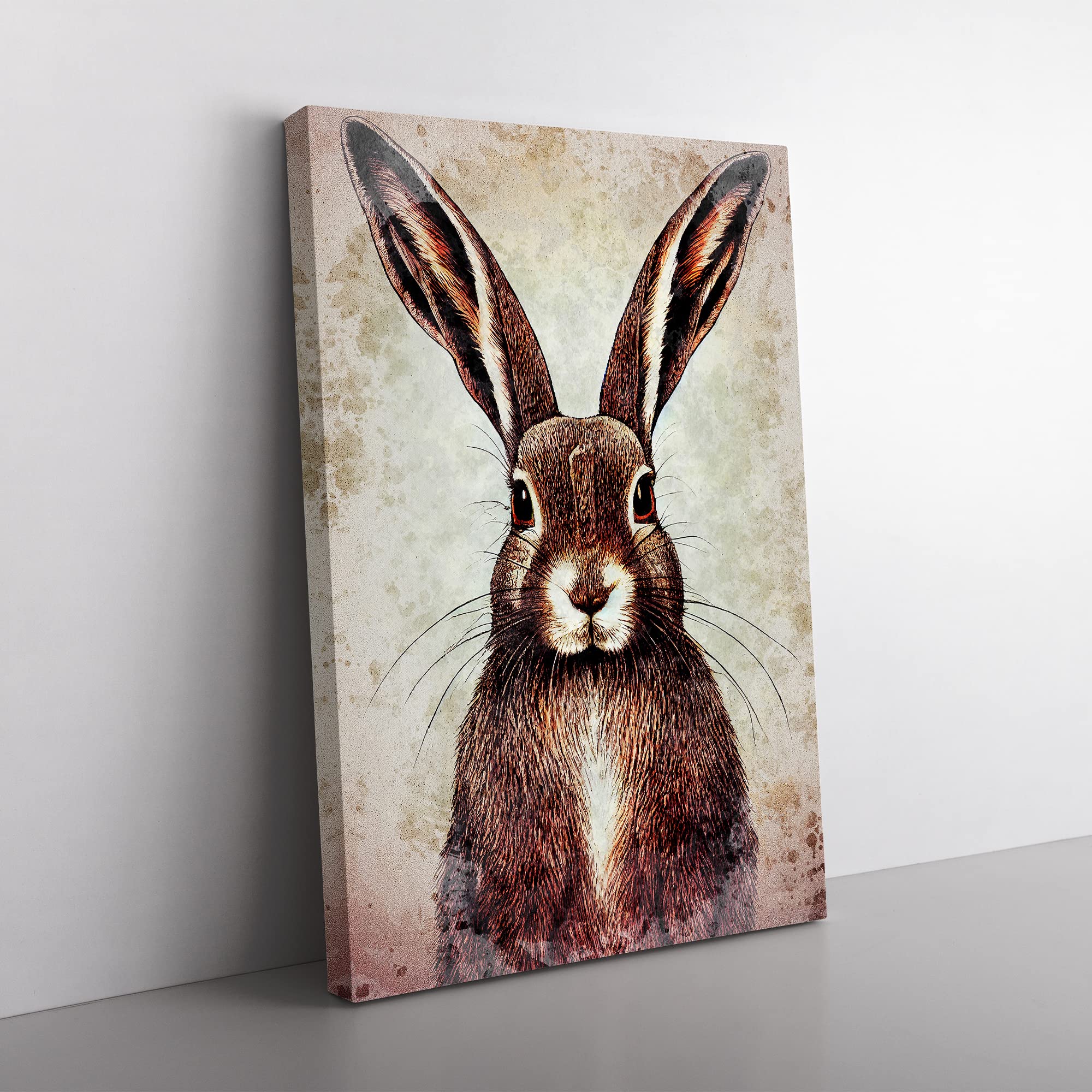 Portrait Of A Hare No.3 Canvas Wall Art Print Ready to Hang, Framed Picture for Living Room Bedroom Home Office Décor, 50x35 cm (20x14 Inch)