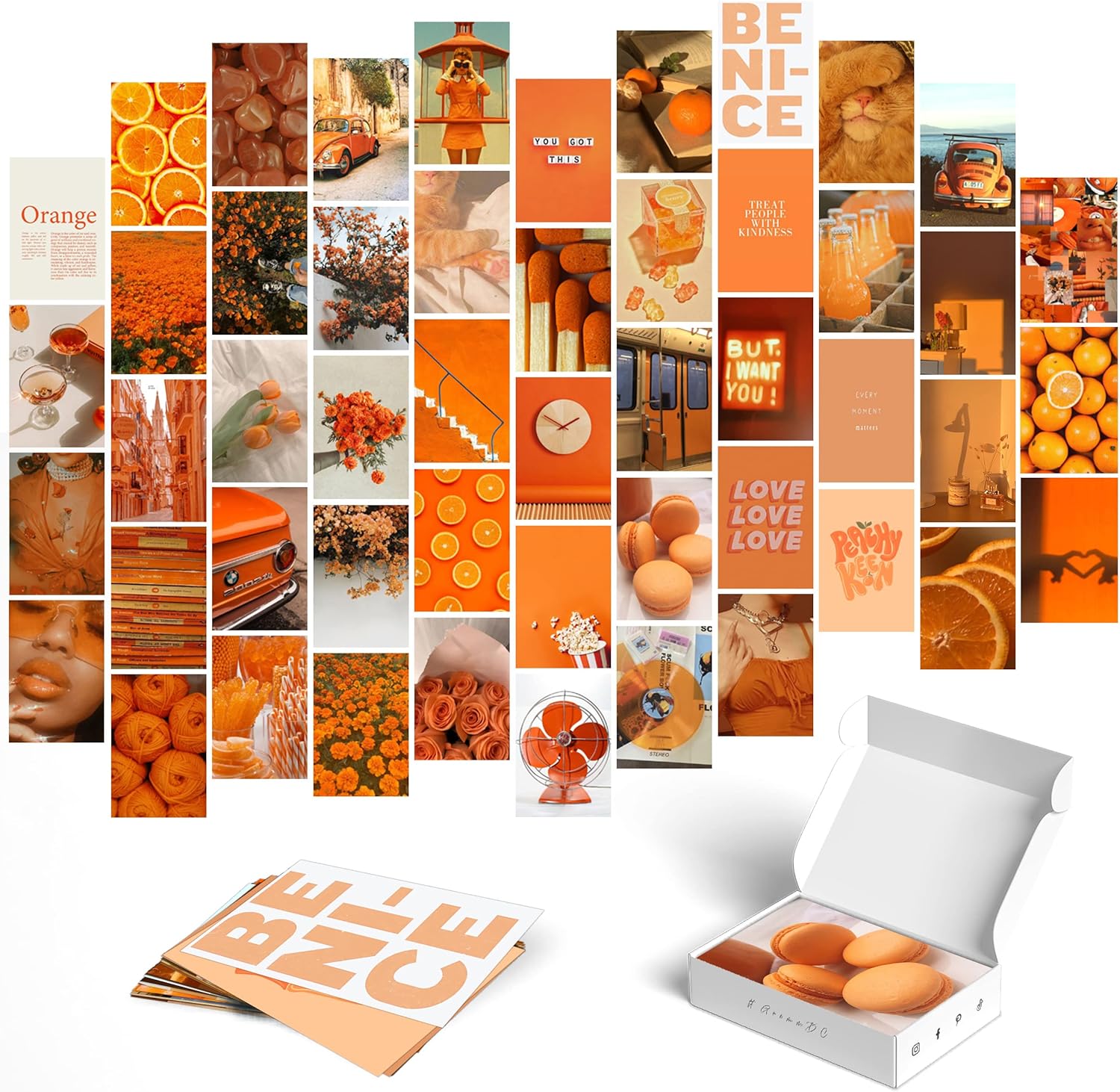 Wall Décor - Grimm DC Orange Collage Kit Aesthetic for Wall Decor Photo for Teen Girls Tropical Trendy Wall Pictures Orange Wall Collage Kit Orange Wall Decor for Bedroom Dorm Room | 4