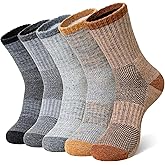 Eocom Merino Wool Hiking Socks for Women & Men Thermal Winter Warm Work Cushion Outdoor Crew Boot Socks 5 Pairs
