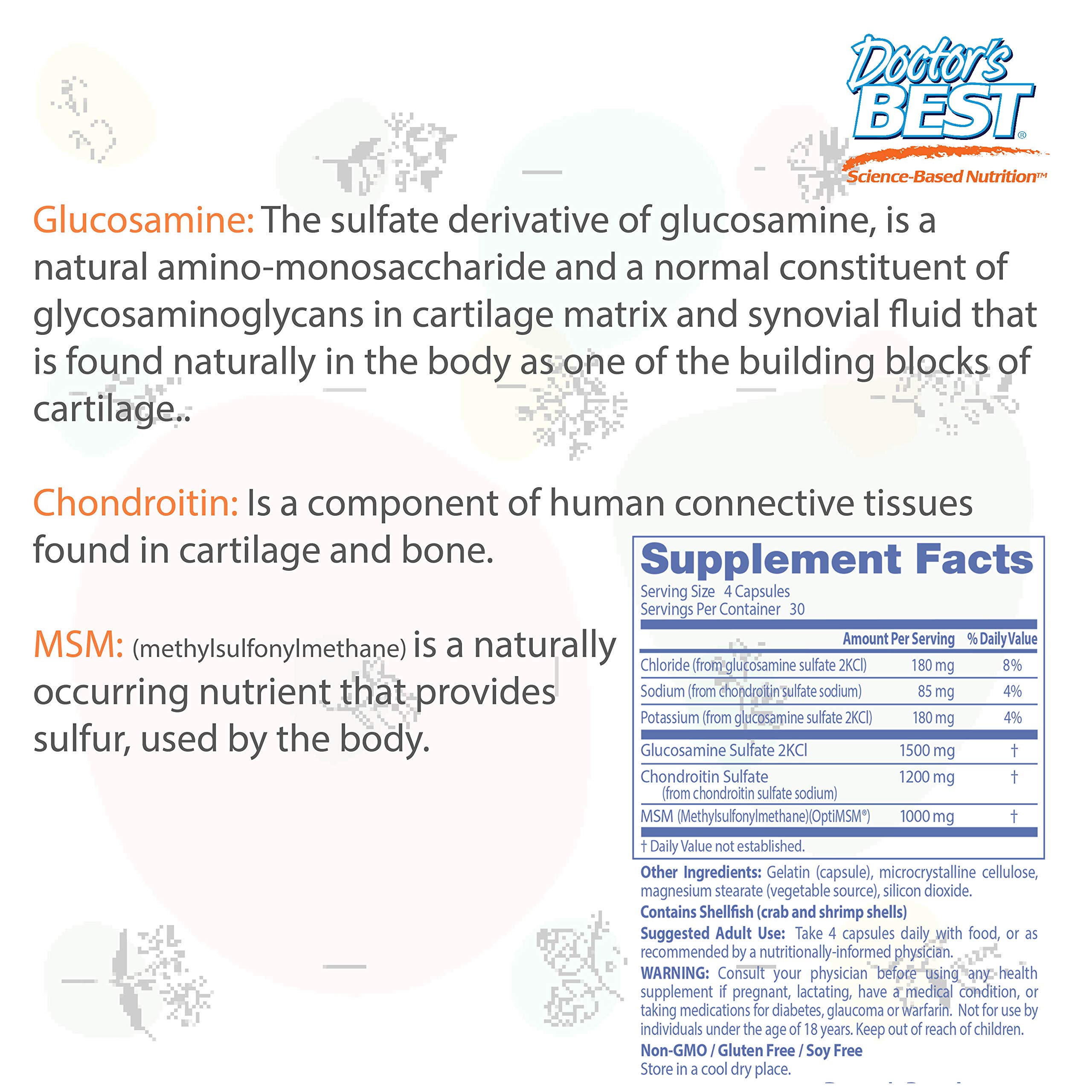 Doctor's Best Glucosamine Chondroitin Msm with OptiMSM Capsules