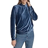 Andrew Marc Womens Turtleneck Velvet Wavy Pattern Top