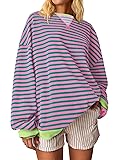 ANRABESS Women Striped Oversized Sweatshirt