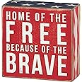 Primitives by Kathy 23148 Patriotic Box Sign, 4 x 4, Home Of The Free