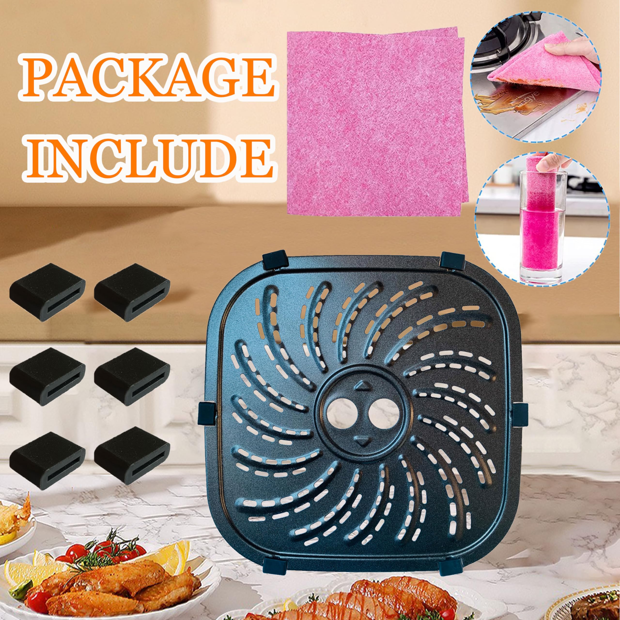 Air Fryer Rack for PowerXL Vortex Pro 8QT Air Fryer Plus, Upgraded Air Fryer Tray Grill Crisper Plate Pan Insert Grate Grid Shelf for 8QT PowerXL Air Fryer, Nonstick, Dishwasher Safe