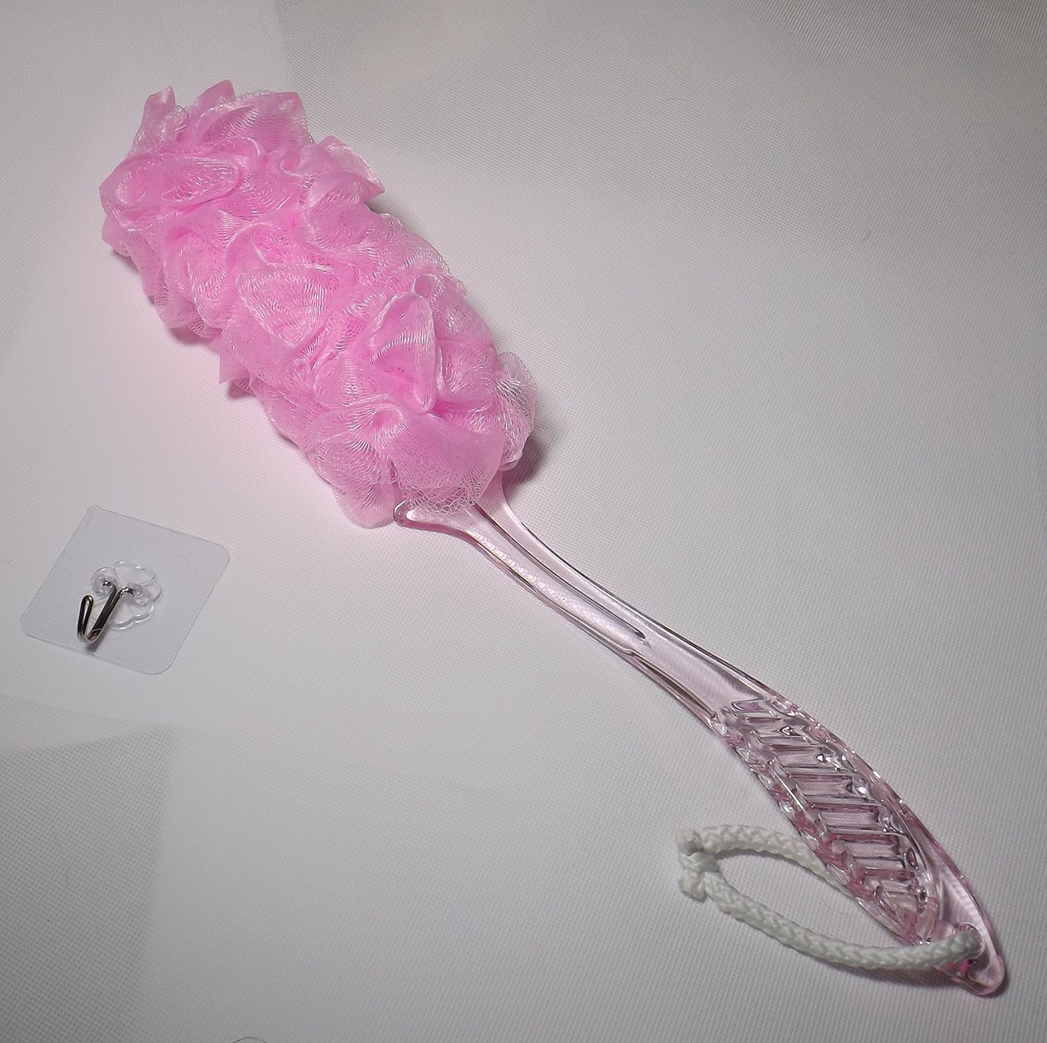 Mesh Puff Bath Sponge Body Soft Brush Crystal Handle for Seniors Elder Elderly Disabled Patients Pregnant Maternity Ladies Grandma (Pink) : Beauty