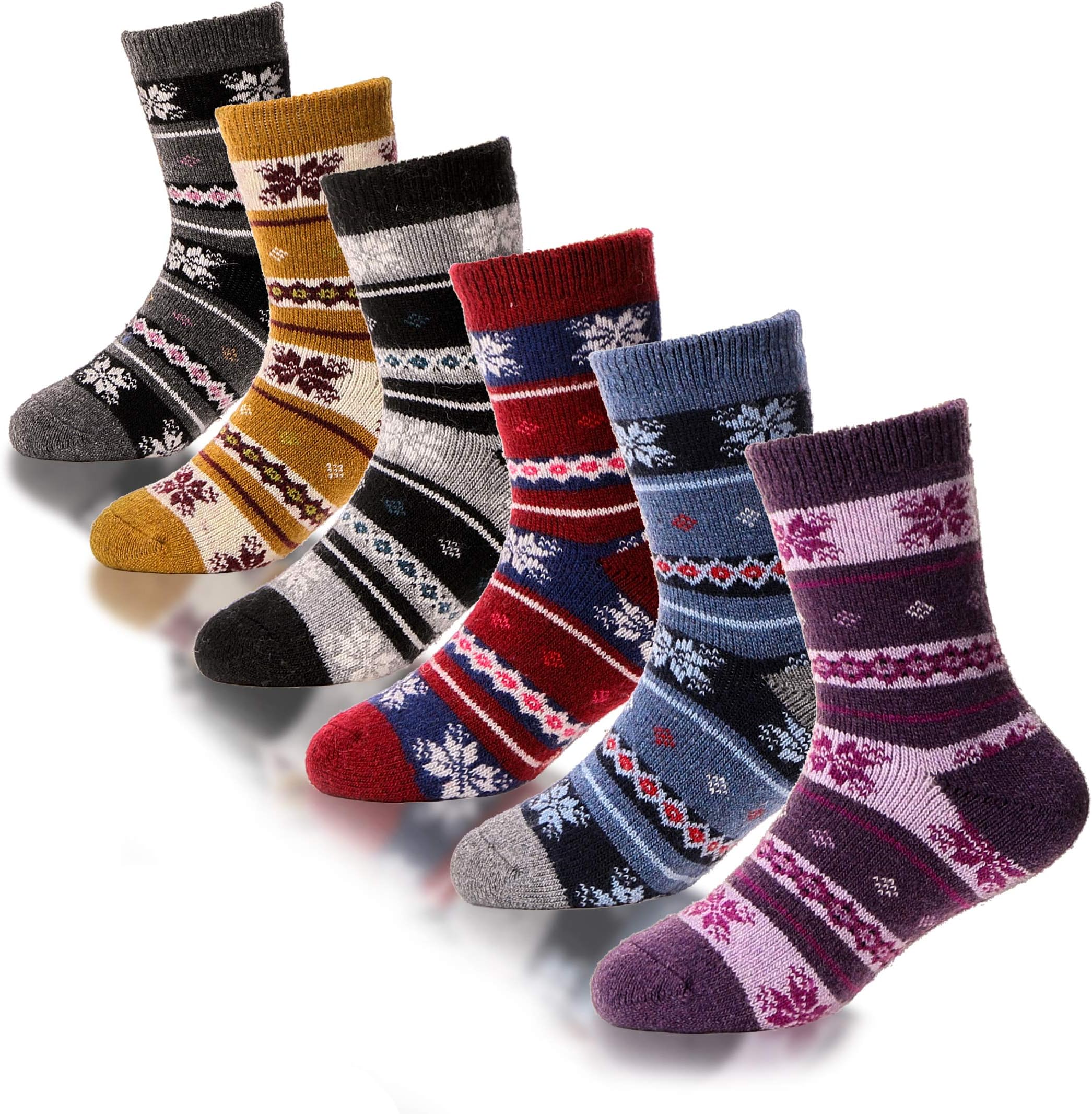 Boys Girls Wool Socks Soft Warm Thick Thermal Cotton For Child Kid Toddler Winter Crew Socks 6 Pairs