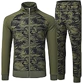 MoFiz Tracksuits Sweatsuits for Men Set Track Suits 2 Piece Casual Athletic Jogging Warm Up Full Zip Sweat Suit Camo-Green 2XL