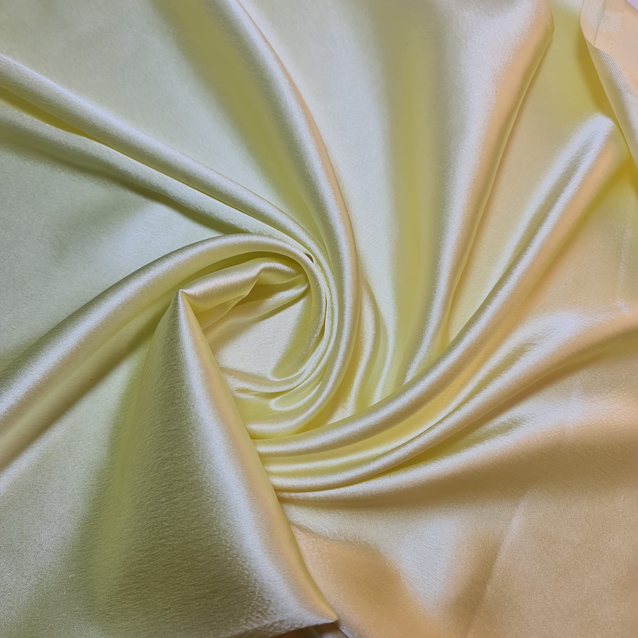 Glossy Charmeuse Silk Satin Bridal Dress Polyester Lining Craft Fabric 44" Meter (2 Meter, Lemon)
