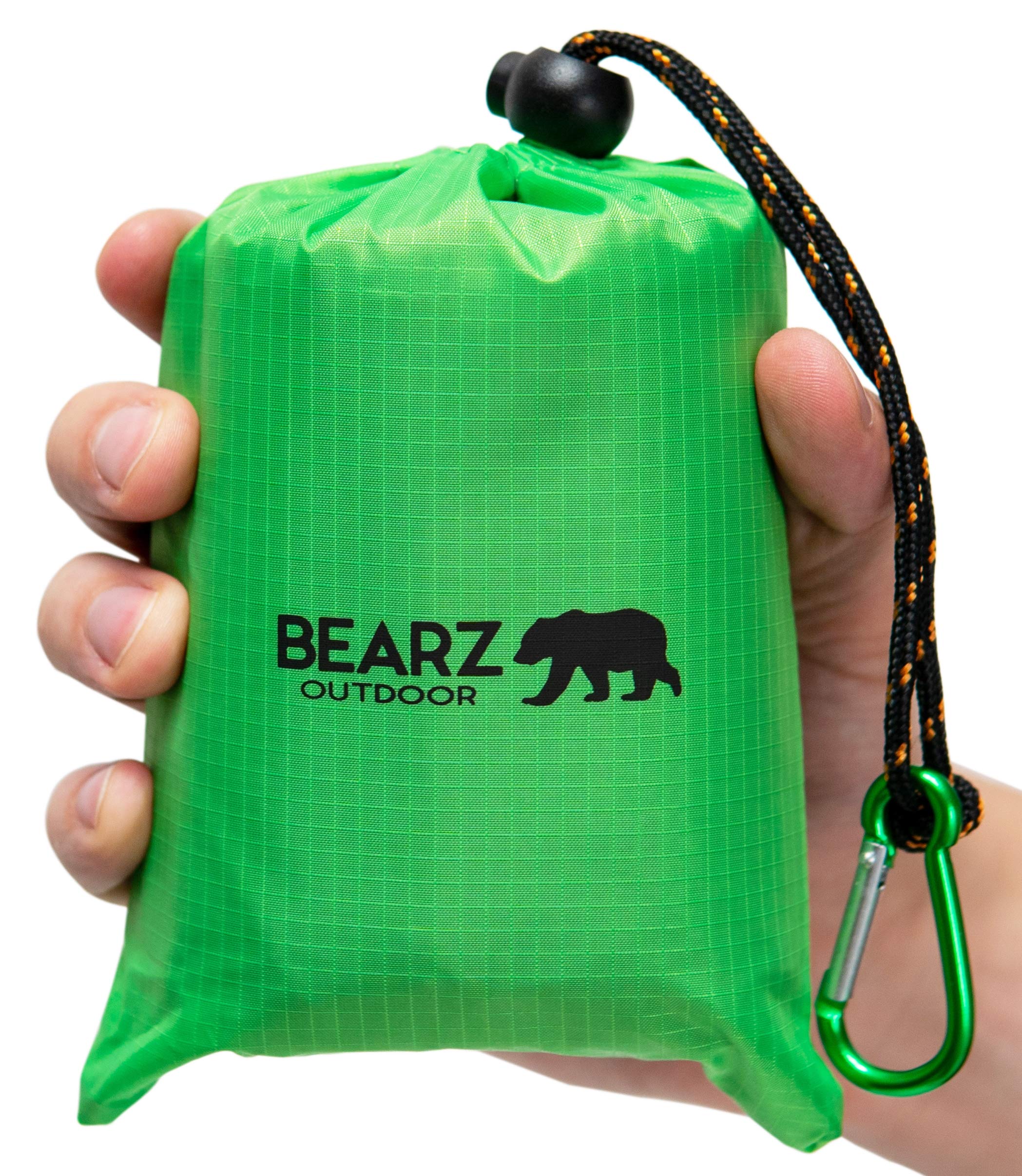 BEARZ Outdoor Compact Picnic Blanket,Beach Blanket, Waterproof Blanket for Trips, Lightweight Camping Rain Cover, Music Festival Equipment, Mat for Hiking, Camping Accessories, Green