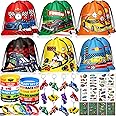 Winrayk 12 Sets Race Car Party Favors Birthday Supplies Racing Drawstring Bags Luminous Tattoo Stickers Boys Kids Racing Gifts Toys Goodie Bag Stuffers Filler Race Car Themed Birthday Party Supplies