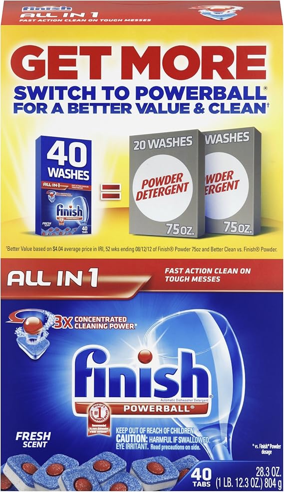 Finish Powerball Automatic Dishwasher Detergent, Fresh, 40