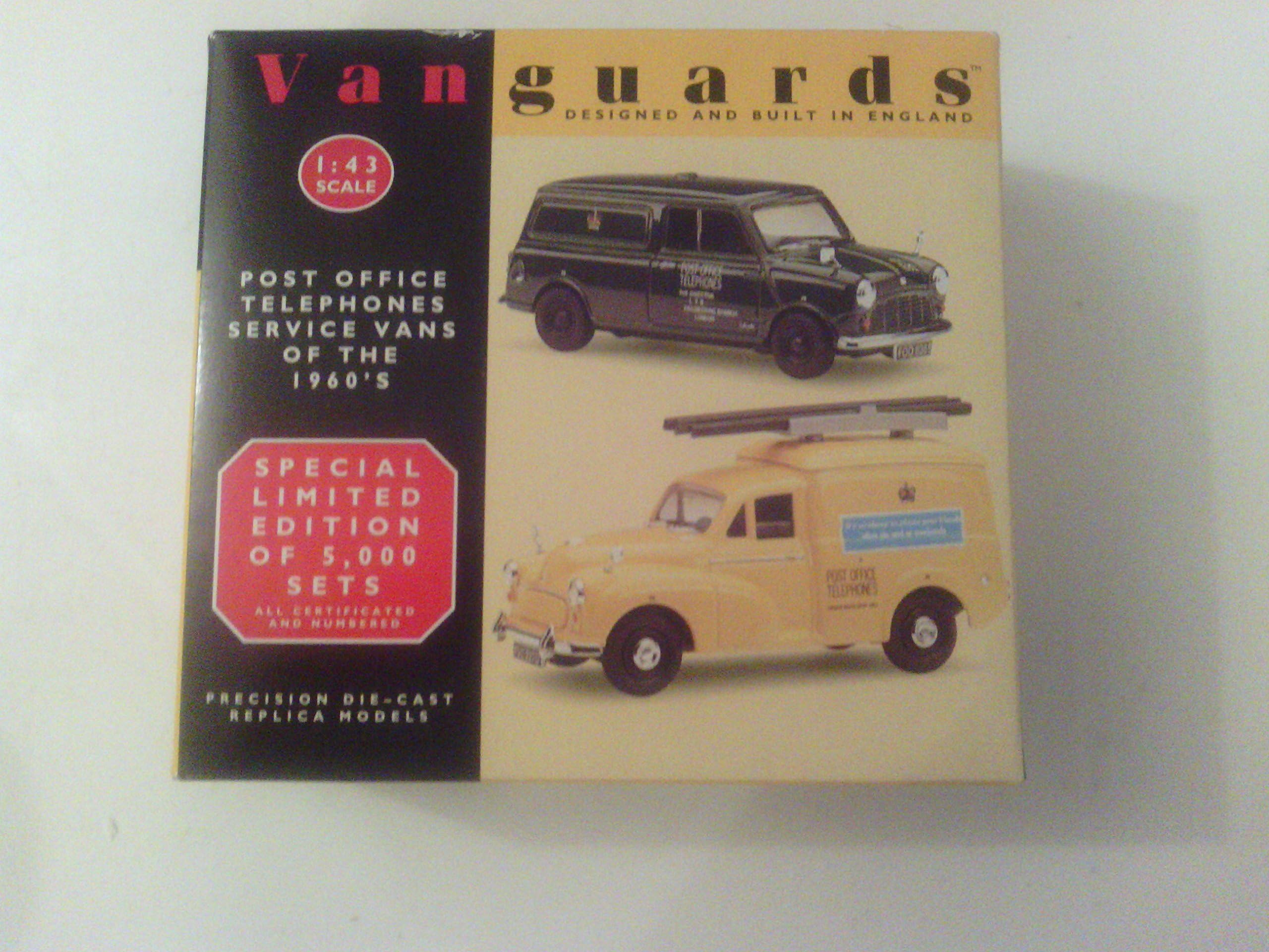 LLEDO 1/43 SCALE MADE IN ENGLAND IN 1998 LIMITEDEDITION NUMBER 4146 OF 5000 PRODUCED WORLDWIDE VANGUARDS P0 2002 SPECIAL EDITION POST OFFICE TELEPHONES SERVICE VANS OF THE 1960s VA14006 MINI VAN & VA11007 MORRIS MINOR VAN BOTH MODELS IN MINT CONDITION BOX IN GOOD CONDITION AS SEEN IN PHOTOS