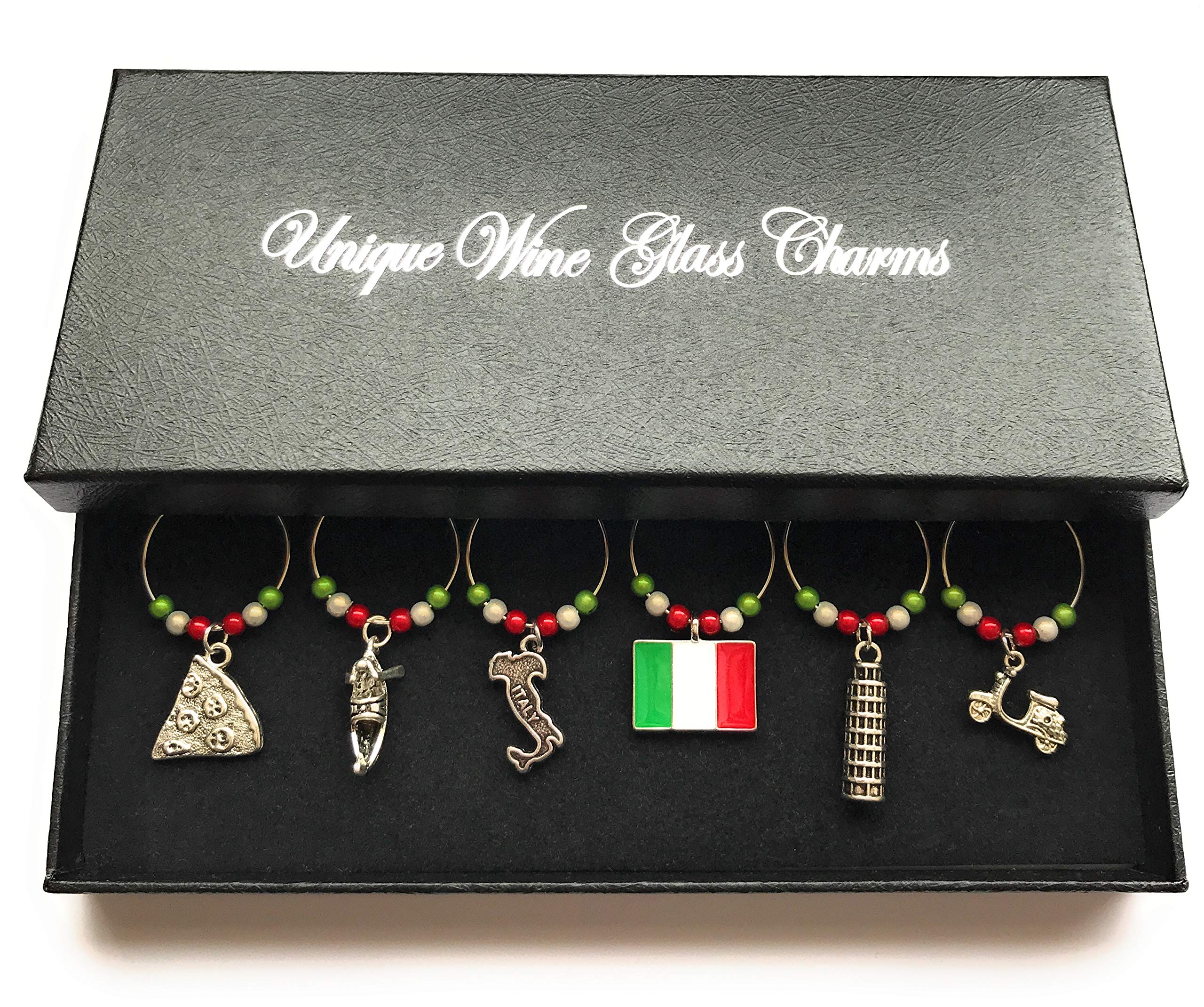 Libby's Market Place Italy Wine Glass Charms with Gift Box