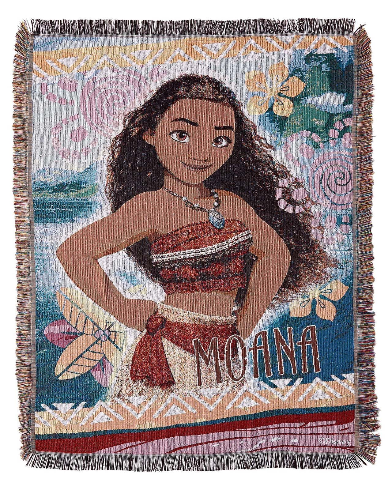 Disney Northwest Moana, Island Girl Woven Tapestry Throw Blanket, 48" x 60", Multi Color