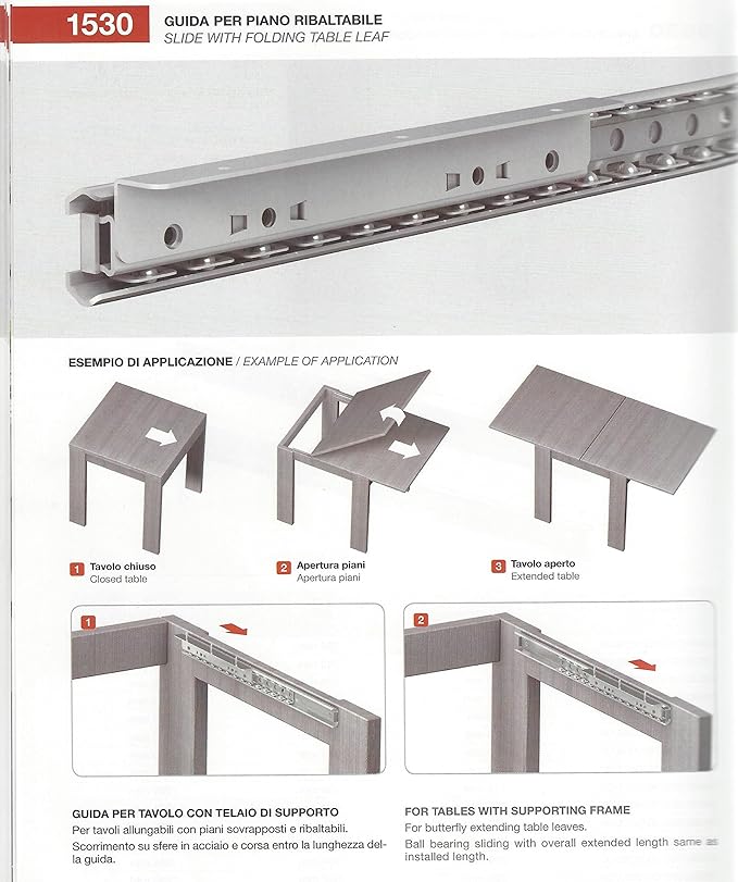 Coppia Guida Per Tavolo Allungabile Art 1530 Da 80 Cm