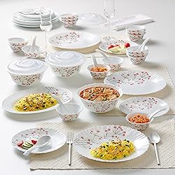 Borosil 35-Piece Opal Glass Dinnerware Set for 6