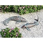 CLYB Metal Koi Fish Garden Statues Outdoor Decor Antique Copper Koi Garden Sculptures for Outside,Gardening,Patio,Backyard,Pond,Home Decoration,Metal Fish Gifts for Women Mom Grandma,Set of 2