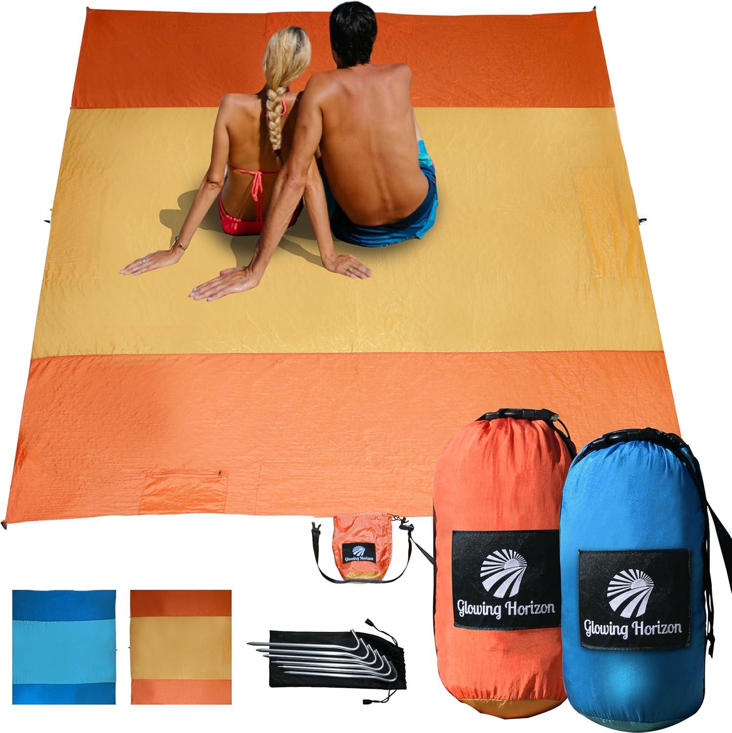 Compact Sand Free Beach Mat Blanket Extra Large to fit up to 7 Adults