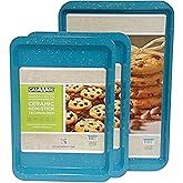casaWare 3pc Multi-Size Cookie Sheet/Jelly Roll Pan Set (Blue Granite)