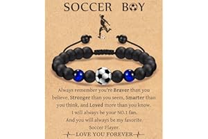 Leyung Bracelet Gifts for Teenage Boys, Football Baseball Basketball Soccer Bracelet Gifts for Teen Boys Player Son Grandson Team Friends, Christmas Birthday Gifts for Boys with Message Card