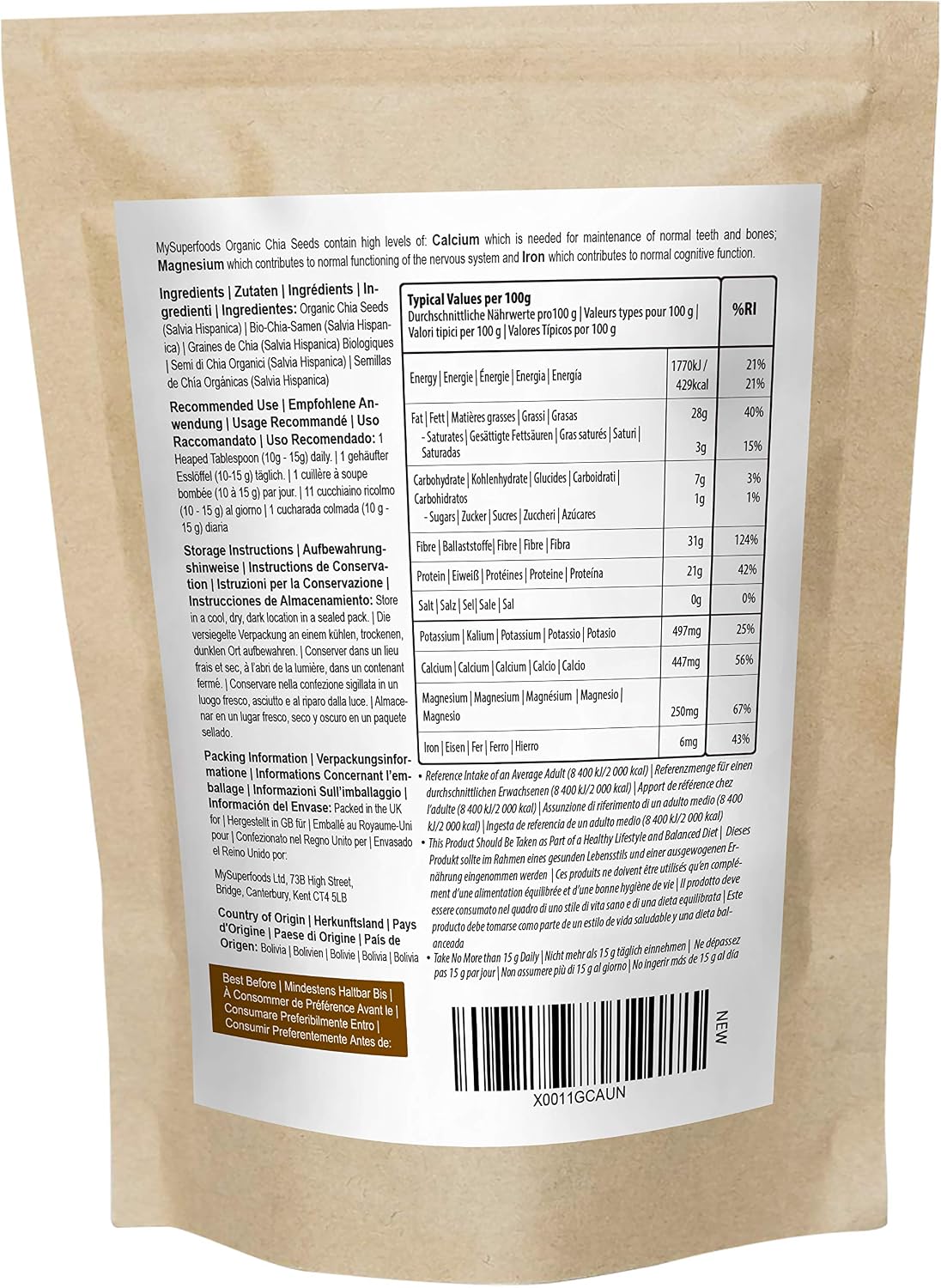 MySuperfoods Organic Chia Seeds 1kg, Natural Source of Omega-3 & Protein, 1 kg (Pack of 1) - Image 3