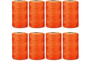 Woanger 8 Rolls Mason Line #18 Braided Nylon String Total 4000 Feet Length Masonry Nylon Twine for Gardening Construction Crafting DIY Project Workshop(Fluorescent Orange)