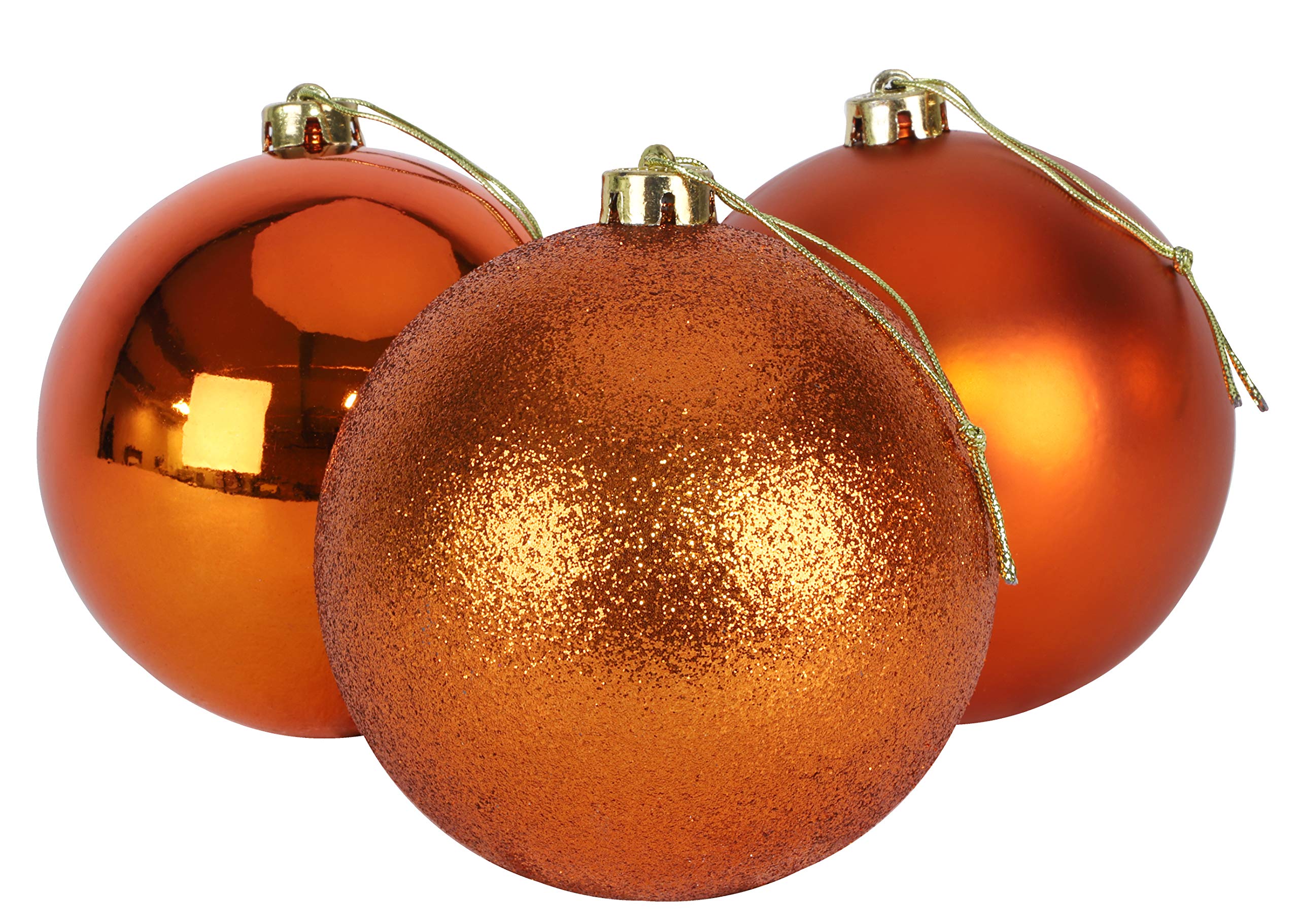 Christmas Concepts® 3-150mm (6") Extra Large Baubles - Shiny, Matte & Glitter Design - Christmas Decorations (Copper)