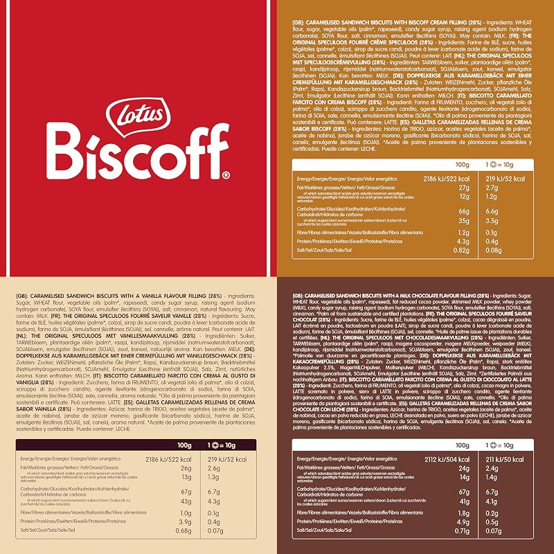 Lotus Biscoff Galletas Sándwich Paquete Variado | 3 Sabores | 16x50g (800g)