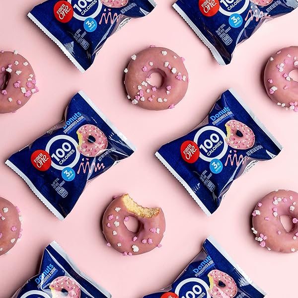 FIBER ONE 100 CALORIE DONUTS, STRAWBERRIES AND CREME, 3G SUGAR, 4 CT, 3.28 OZ