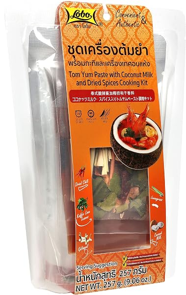 LOBO TOM YUM SOUP COOKING KIT (TOM YUM PASTE, COCONUT MILK, DRIED SPICES), PACK OF 2