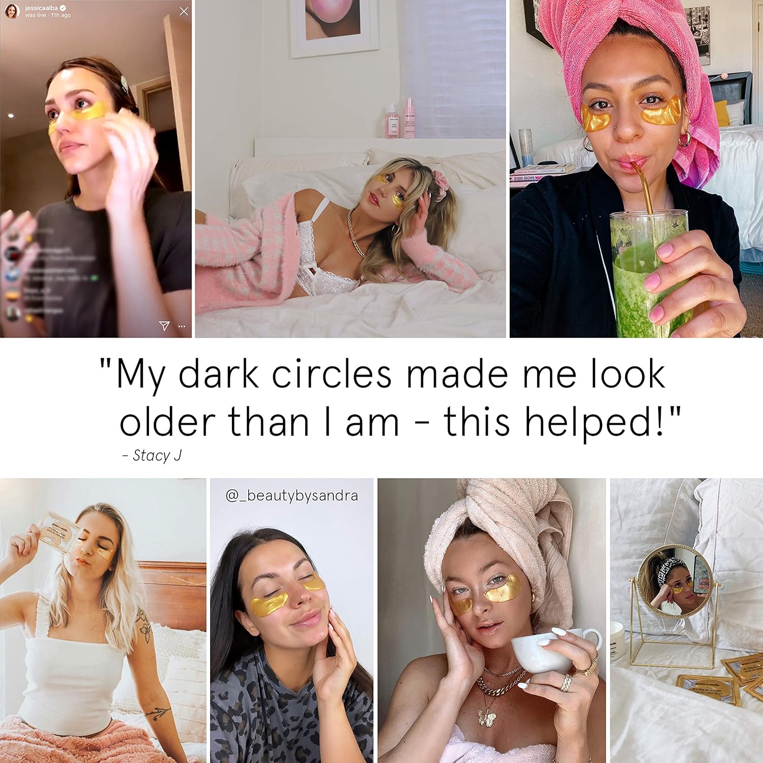 Grace & Stella Under Eye Mask for Dark Circles and Puffiness | Gold Under Eye Gel Patches to Reduce Puffy Under Eye Bags (12 Pairs) : Beauty