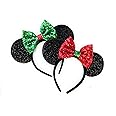 CLGIFT Two x Christmas Mickey Ears, Christmas Minnie Ears, Christmas,Holiday Ears Rainbow