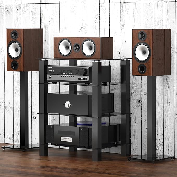 FITUEYES Mueble HiFi para Equipo de Música Mueble Auxiliar TV con 4