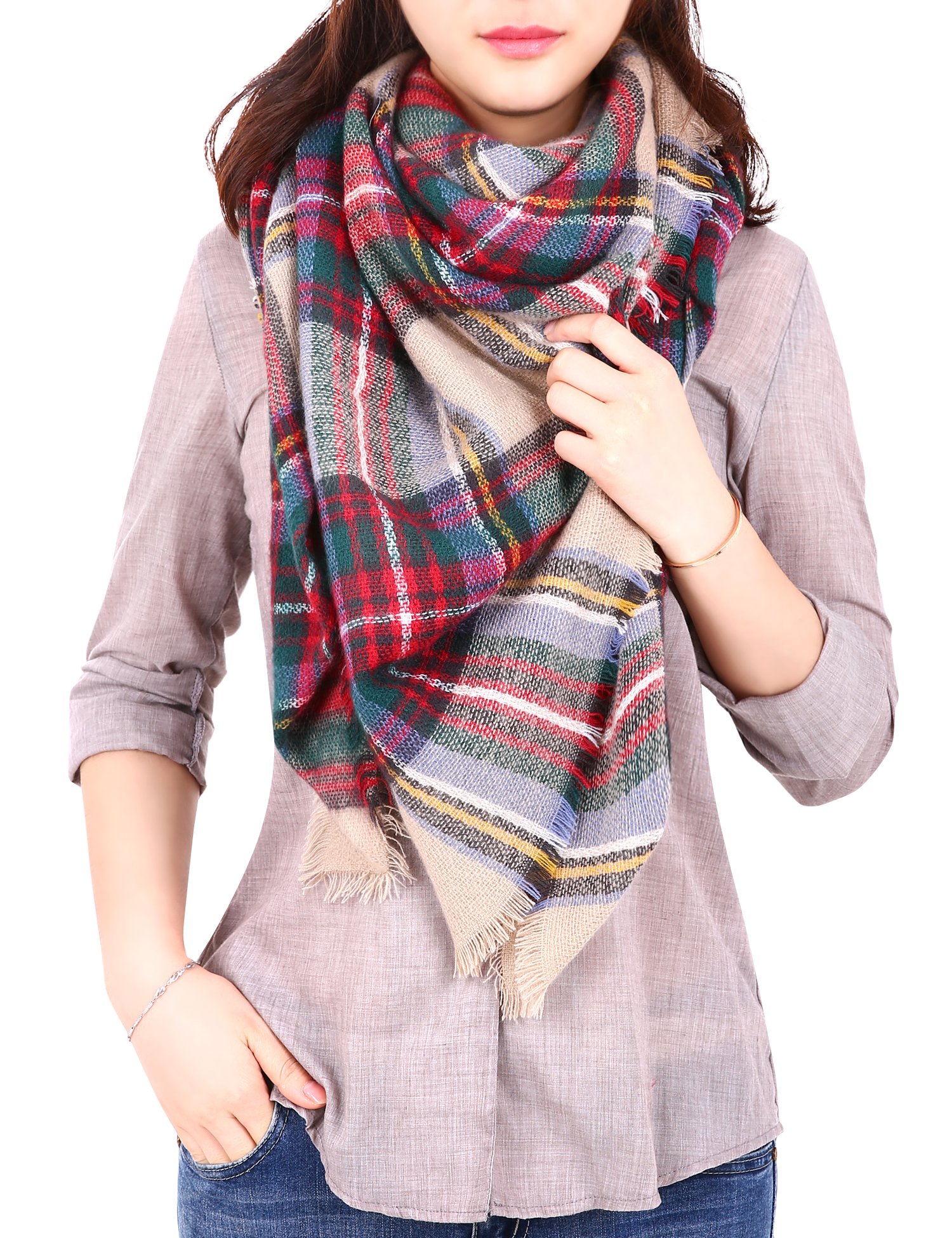 Dora Bridal Lady Women Blanket Oversized Tartan Scarf Wrap Shawl Plaid Cozy Checked Pashmina Dora Bridal Lady Women Blanket Oversized Tartan Scarf Wrap Shawl Plaid Cozy Checked Pashmina