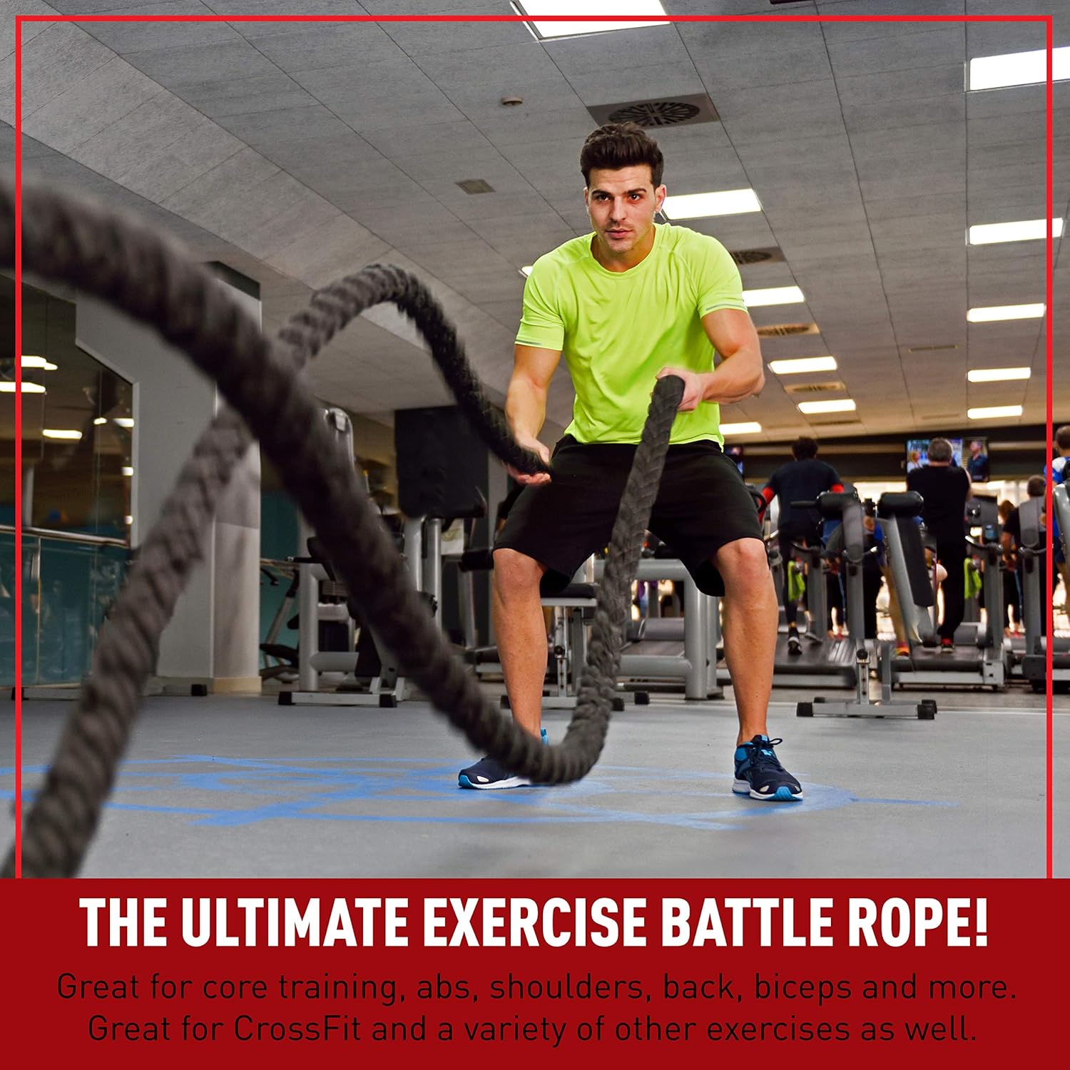 Offroading Gear 40'x1.5 Battle Exercise Workout Rope w/Anchor - Great for Strength Training & Conditioning - Crossfit/Gym : Sports & Outdoors