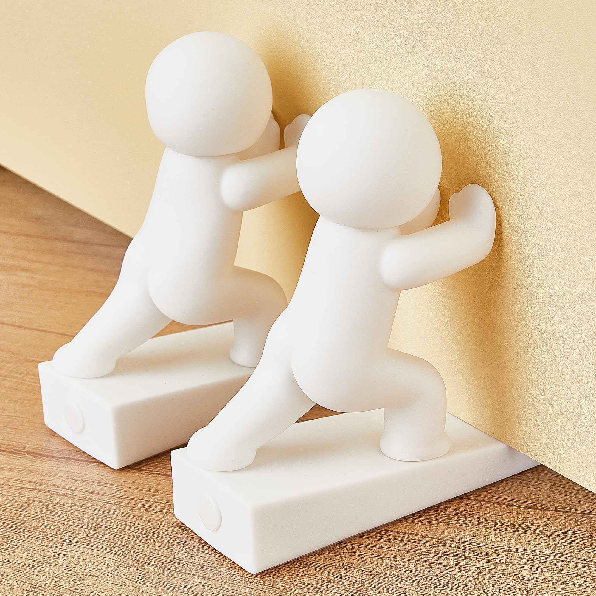 Photo 1 of Omoojee Cute Door Stopper, Decorative Door Stop, Protects Your Floors, White 2 Pack (Patented)